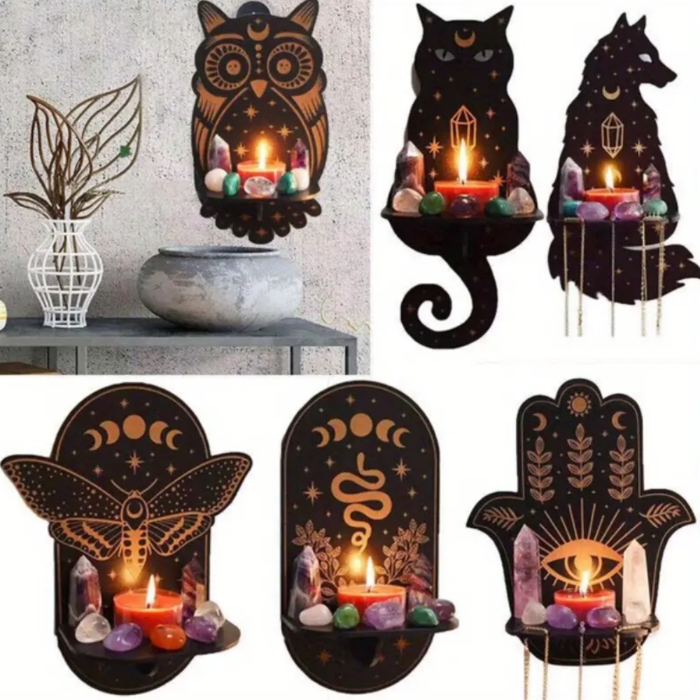 NIP! Black & Gold Crystal & Gemstone Wall Mounted Display Shelves! You Pick ONE!